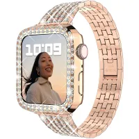 Two In One Rhinestone Metal Bracelet Watch Case Bands 384041424445mm Strap for Apple Watch 7SE6543 Series Accessories