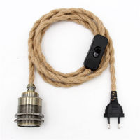 2Meters Euro Plug Power Cord Covered Cord with E27 Threaded Bulb Lamp Holder Vintage Hanging Light Cord Sets