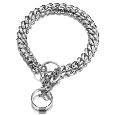 Thicken Gold Dogs Chain Collar Choker Metal Stainless Steel Training Pet Collar Adjustable P Chain Necklace for Small Large Dogs