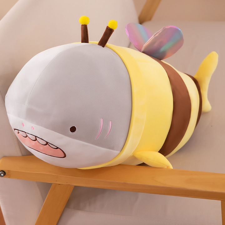 bee-cute-shark-plush-toy-stuffed-doll-animal-pillow-soft-cushion-child-kids-gift