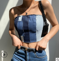 Beautifultime Tiktok สไตล์ผู้หญิง Backless เสื้อปาร์ตี้ลูกไม้หนังกลับเสื้อกั๊กหน้าอก Denim เสื้อแบบคลุมสำหรับหญิงเสื้อผ้า Off ไหล่เสื้อเสื้อเชิ้ตสตรีฤดูร้อนเสื้อผ้า