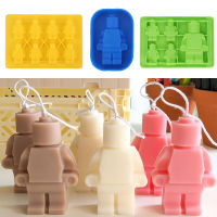 หุ่นยนต์ซิลิโคนแม่พิมพ์เทียน DIY 3D Building Blocks คุกกี้ช็อกโกแลต Fondant Ice Moulds ของขวัญคริสต์มาสอุปกรณ์งานฝีมือตกแต่งบ้าน-Caidour