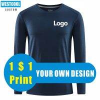 Fashion Sport Quick-Drying Long-Sleeved T Shirt Custom Logo Print Personal Team Brand Embroidery Text Picture Round Neck T Shirt