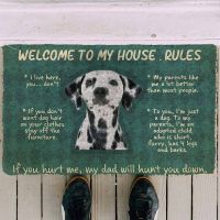 〖Cozyroom shop〗 CLOOCL Great Dane Dog Welcome To My House Rules Doormat Decor 3D Print Carpet Soft Flannel Non Slip Doormat for Bedroom Porch