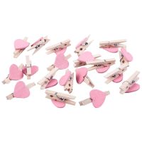 Mini Love Heart Shape Wooden Clips Message Photo Holder Album Card Paper Pegs Decor Photography - Pink 20 Pcs Clips Pins Tacks