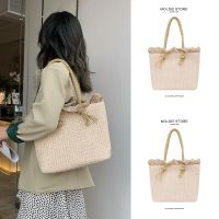 Summer class commuting large-capacity hand-woven large bag female 2023 new portable beach straw tote bag 【QYUE】