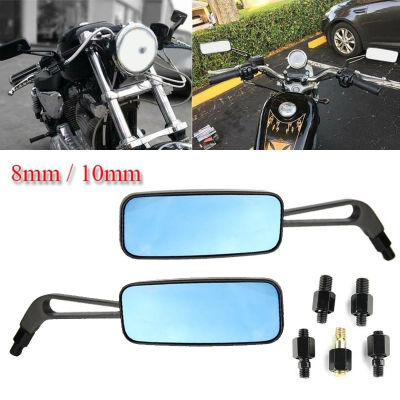 1 Pair Motorcycle Rectangle Rear View Side Mirrors LeftRight For Harley Wide-angle Glass Rearview Mirror 8mm10mm Threads