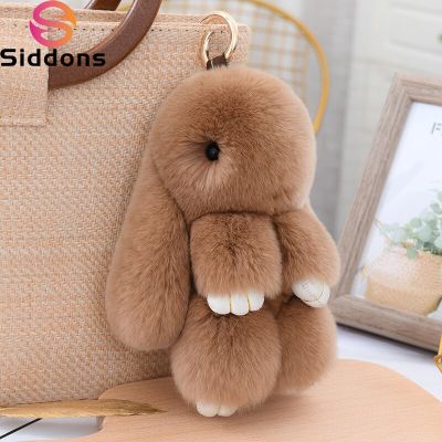 Luxury 15cm Real Rex Rabbit Fur Keychain Lovely Play Dead Rabbit Key Ring Girls Key Bag Decoration Emo Jewelry Accessories Gifts Key Chains