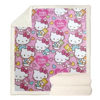 2023 in stock  Hot Sale Cute Hello Kitty Living Room Bedroom Comfortable Skin-friendly Double Layer Blanket，Contact the seller to customize the pattern for free