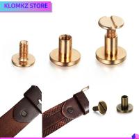 KLOMKZ 10 pcs 5/6.5/8mm DIY เล็บทองเหลือง ปุ่มผ้า สกรูหัวกลม หัตถกรรมเครื่องหนัง สกรูยึดสายรัด กลอนเล็บแข็ง