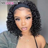 Kinky Curly Headband Wig Human Hair MYLOCKME Glueless Curly Human Hair Wigs for Women Easy-Go Wig 180 Density [ Hot sell ] Decoration Center