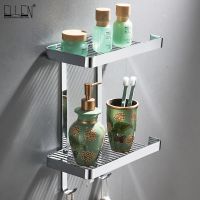 ■▧♧ High Quality Bathroom Corner Shelves 2 Layer Solid Copper Wall Bathroom Shelf Shampoo Storage Accessories Shelves ELF43