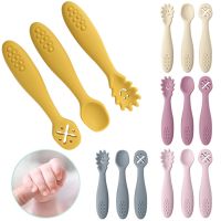 3PCS Silicone Spoon Fork For Baby Utensils Set Feeding Food Toddler Learn To Eat Training Soft Fork Cutlery Childrens Tableware Bowl Fork Spoon Sets