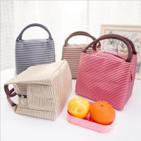 Homechic Leisure Women Portable Lunch Bag Canvas Stripe Insulated Cooler Bags Thermal Food Picnic Lunch Bags Kids Lunch Box Bag Tote