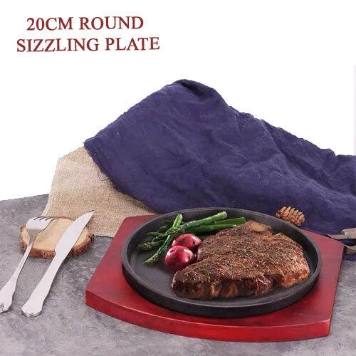 ROUND SIZZLING PLATE 20CM Round Sizzling Grilling Pan Sizzle Platter