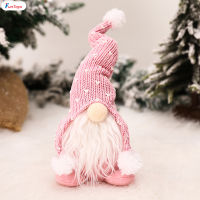 FunToys ผ้ากำมะหยี่สีชมพูคริสต์มาส Gnome Boneka Mainan คริสต์มาสรูปแกะสลักสำหรับประดับตกแต่งสะสมสำหรับแต่งห้องครัวในบ้าน