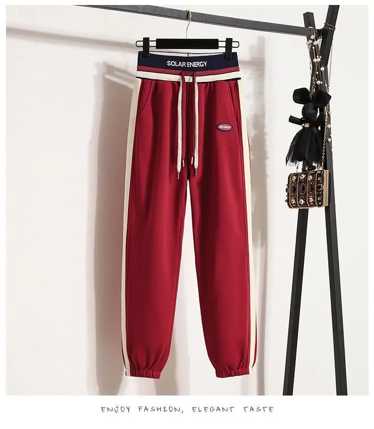Casual Pants for Women Summer New Korean Style Stitching High Waist  Sweatpants Net Red Trend Harem Sports Pants for Women
