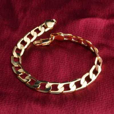 925 Stamp Silver 18K gold plated 8MM geometry Chain Bracelets for Women men Fashion Party Wedding Accessories Jewelry Gifts