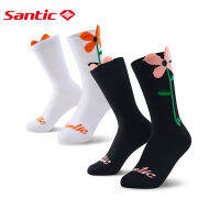 Santic มาใหม่ผู้หญิงขี่จักรยานถุงเท้าระบายอากาศกลางน่องยาวถุงเท้า WL2P131