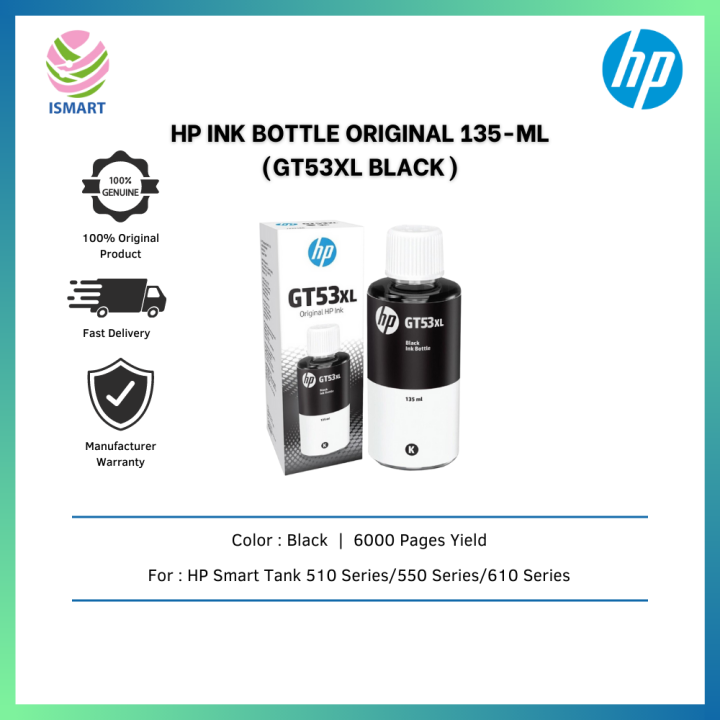 HP Ink Bottle GT53XL 135ml Black Original ( 6000 Pages, Thermal Jet