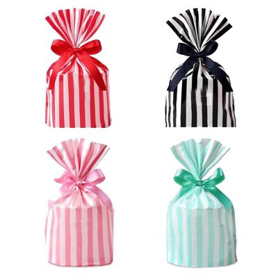 Stripe Dragee Black Box Gift Bags Wedding Candy Biscuits Snack Baking Package Plastic Packaging Event Party Supplies