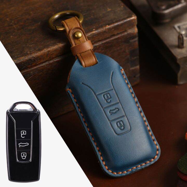 leather-fob-cover-key-case-car-accessories-for-volkswagen-touareg-tiguan-lavida-keychain-holder-keyring-protective-shell-bag