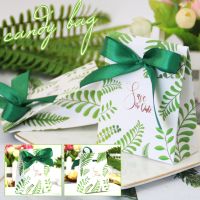 Plants Printed Gift Bag with Ribbon Tie Wrapping Treat Paper Packs No Handle Save the Date Leaves Patterns Pack of 50 SCVD889