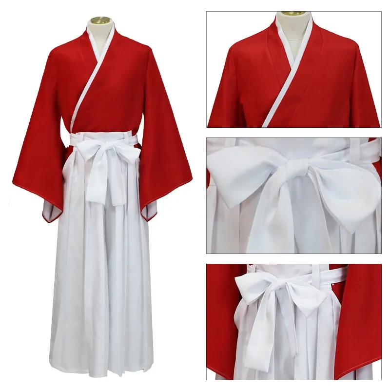 Cute Himura Kenshin Cosplay Kendo Haori Kimono Costume Men Set