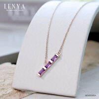 Lenya Jewelry  สร้อยคอเงินแท้ 925 ชุบ Pink Gold สวยสง่า เพิ่ีมความหรูหราด้วยการประดับ Amethyst ทรงสีเหลี่ยมผืนผ้า 3 ชิ้น ดีไซน์เก๋ไก๋ ให้ความรู้สึกมั่นคง ไม่โลเล เหมาะกับคนที่ต้องตัดสินใจบ่อยๆ โดยเฉพาะเจ้าของธุรกิจ