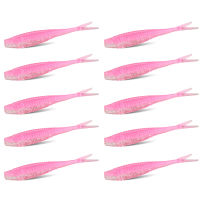 10Pcs Fishing Lures Realistic Looking Bright Color Flexible Bite Resistant Sequins Design PVC Fork Tail Soft Lures Bionic Baits Fishing Gear Fishing Supplies