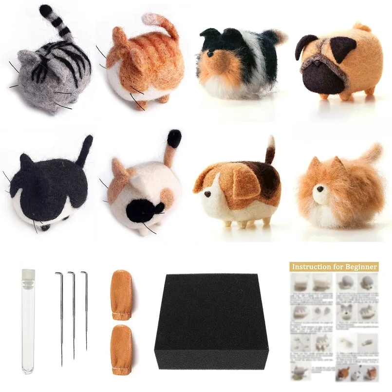 Cat and Dog Needle Felting Kits for Beginners With English