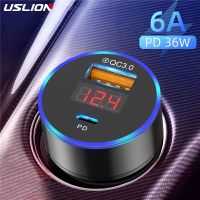 ที่ชาร์จ USB แบบชาร์จเร็ว USLION ที่ชาร์จแบตในรถ3.0สำหรับ11 Mi Auto Type C QC PD 3.0โทรศัพท์มือถือ