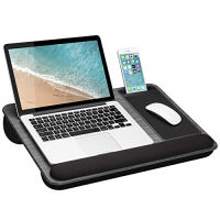 LapGear Home Office Pro Lap Desk with Wrist Rest, Mouse Pad, and Phone Holder - Fits Up to 15.6 Inch Laptops - Gray Woodgrain - Style No. 91595