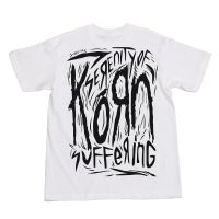 HOT Korn เสื้อยืดแขนสั้น ผ้าฝ้าย ทรงหลวม ลายวงร็อค Metallica Queen nirvana ACDC สีดํา และสีขาว