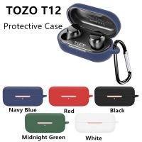 1PC Dustproof For TOZO T12 Case Cover Soft Silicone Protective Case Shell Wireless Headset Cover Charging Box With Carabiner Wireless Earbud Cases