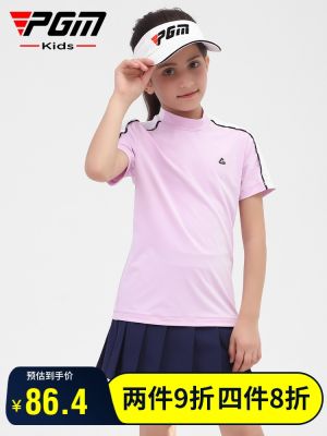 Titleist Taylormadeaporism Azurewayuniqlo Japan South Korea New PGM Girls กางเกงเล่นกอล์ฟใหม่วัยรุ่นแขนสั้นเสื้อผ้ากีฬาฤดูร้อนแฟชั่นเสื้อยืดท็อปแบบตัวสั้น