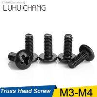 ۞♧ LUHUICHANG 30/40Pcs M3 M4 TM Screws Phillips Truss Mushroom Head Screw Black Plated Electronic Carbon Steel Samll Screws