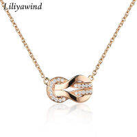 Liliyawind 18K สีเหลืองทองชุบ Horseshoe Buckle Zircon สร้อยคอคู่ Clavicle Chain สำหรับผู้หญิง