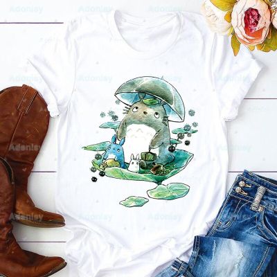 Totoro Studio Women Print Summer Ghibli Anime Round Neck Tshirts Miyazaki Hayao Gildan T-shirt