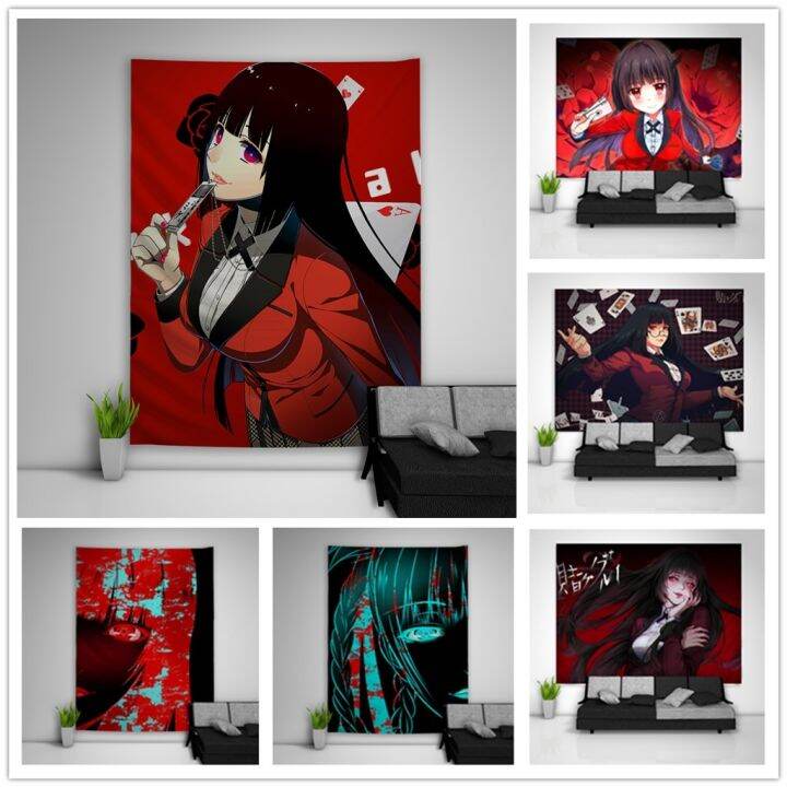 kakegurui-jabami-yumeko-พรมโซฟาศิลปะแขวนผนังโต๊ะผ้าคลุมเตียงหอพักการตกแต่งบ้าน