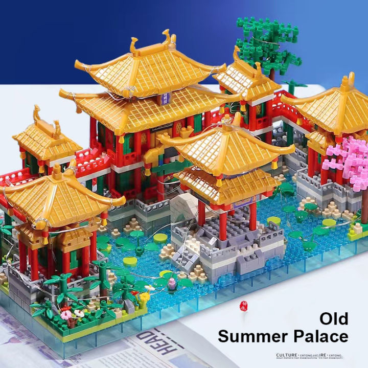บล็อกตัวต่อเพชร-suzhou-garden-model-dream-castle-cruise-chinese-traditional-great-wall-with-light-diy-kit-kids-toys