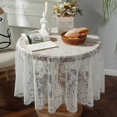 ผ้าปูโต๊ะทรงกลม Dihe กับโต๊ะน้ำชาสไตล์ลูกไม้,บรรยากาศตาราง,ผ้าปูโต๊ะกลวงลูกไม้สีเบจวงกลม