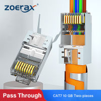 ZoeRax RJ45 Cat7 &amp; Cat6Aผ่านตัวเชื่อมต่อ8P8C 50UMชุบทองShielded FTP/STP | EZ RJ45เสียบเครือข่าย