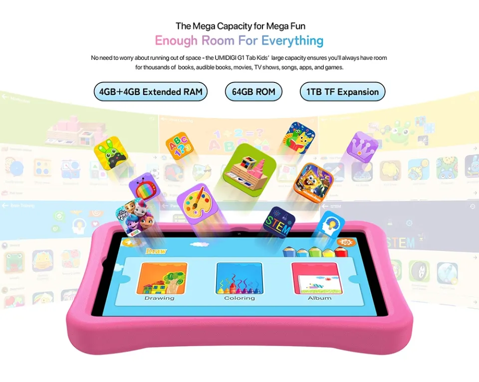 [World Premiere] UMIDIGI G5 Tab Kids Tablet Android 13 10.1 Inch Quad Core  Children Tablets For Learning 4GB 128GB 6000mAh