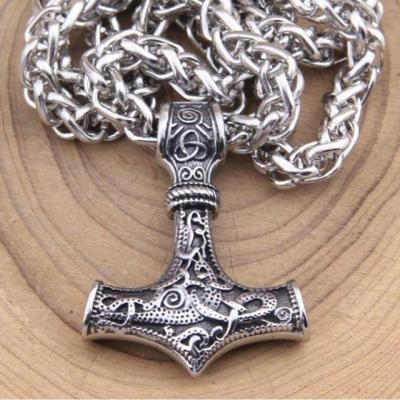 JDY6H Retro Viking Celtic Thor Hammer Pendant Necklace Men Domineering Trend Fashion Jewelry Gift