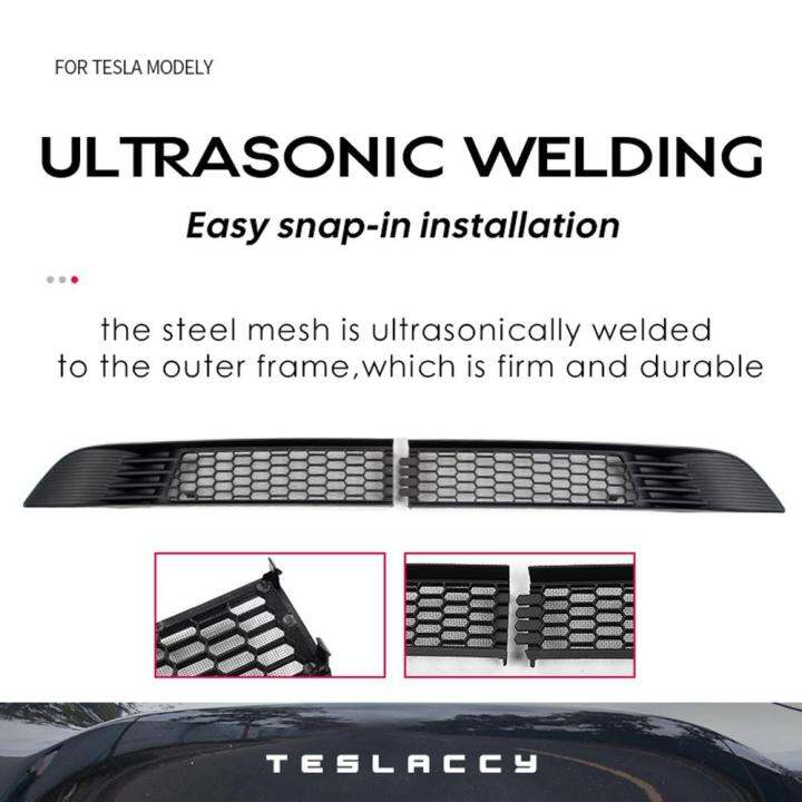 สำหรับ-tesla-รุ่น3-y-ตาข่ายไล่แมลงกันชนล่างรถป้องกันฝุ่นด้านในฝาครอบกระจังหน้าช่องด้านหน้ากันแมลง