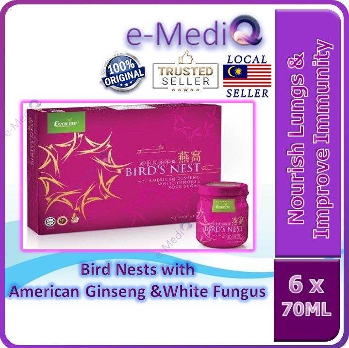 Ecolite Bird’s Nest with Ginseng泡参雪耳冰糖燕窝 6 Bottles x 70ml (Exp Oct