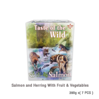 [ส่งฟรี] [7PCS]Taste of The Wild Salmon and Herring With Fruit Vegetables เทสต์ออฟเดอะไวลด์ อาหารเปียกแบบถาดรสแซลมอน 390g rch-1