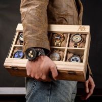 BOBO กล่องแสดงนาฬิกาข้อมือไม้นก4ช่อง8ช่องหนัง PU กล่องใส่นาฬิกาจัดระเบียบจัดเก็บเครื่องประดับ6ช่อง10ช่อง