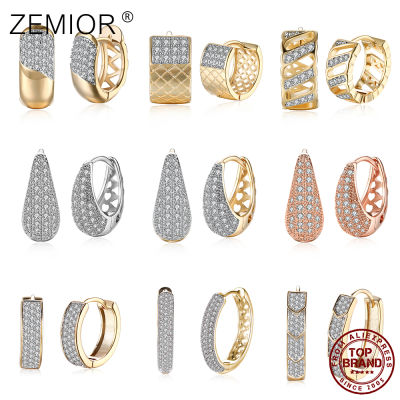 Light Luxury Wide Clip Earring For Women Romantic Wind Cubic Zirconia Hoop Earrings Geometry Champagne Color Fashion Accessories